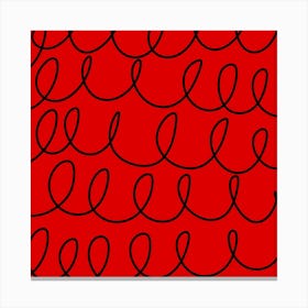 Red Wavy Lines Canvas Print