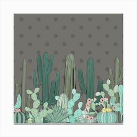 Cactus Border Plant Green Nature Cacti Canvas Print