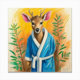 Deer In Bathrobe 6 Canvas Print