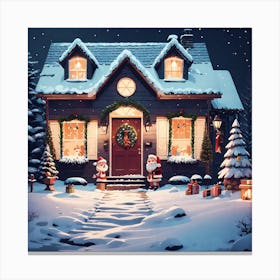 Christmas House In The Snow 6 Canvas Print
