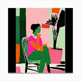 Portrait Of A Woman Sitting In A Chair Canvas Print