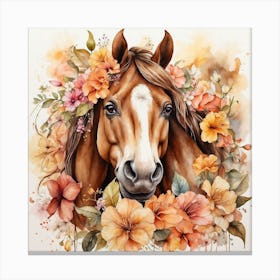 Horse With Flowers 7 Canvas Print