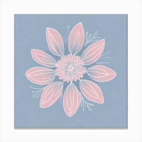 A White And Pink Flower In Minimalist Style Square Composition 589 Canvas Print