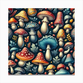 Seamless Pattern With Mushrooms Canvas Print