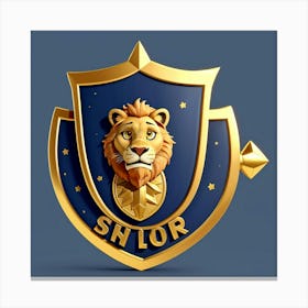 Default Logo Of A Shield With A Lions Head And A Star On It V 0 Canvas Print