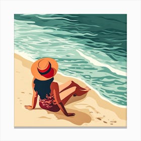 Woman Enjoying The Sun At The Beach 2 Canvas Print
