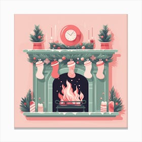 Christmas Fireplace 8 Canvas Print