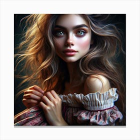 Portrait Of A Girl With Long Hair Canvas Print