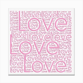 Pink Love Romance Word Word Art Pattern Canvas Print