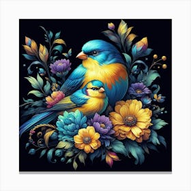 Birds And Flowers 6 Canvas Print
