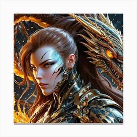 Woman With A Dragon uff Canvas Print