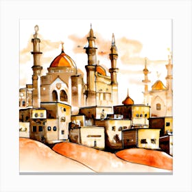 Watercolor Sketch Of A Mosque Canvas Print