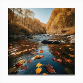 Autumn Leaves In The River Canvas Print