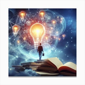 Man Standing In Front Of An Open Book Canvas Print