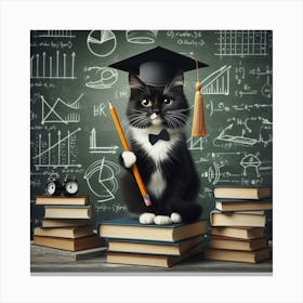 Graduation Cat Canvas Print