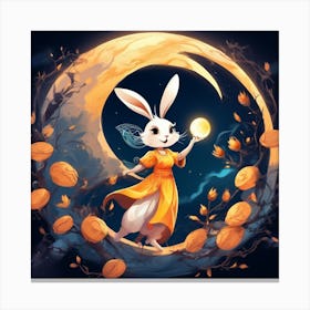 Rabbit On The Moon Canvas Print