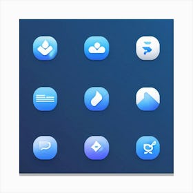 Abstract Vector Icons Shades Of Blue And Gray For Web Navigation Gradient Shading Minimalist Des (1) Canvas Print