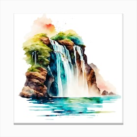 Watercolor Waterfall Canvas Print