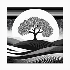 A Black And White TREE LANDSCAPE, Canvas Print