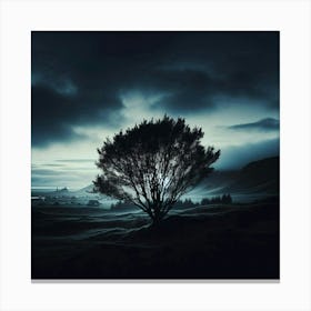 Lone Tree At Night Canvas Print