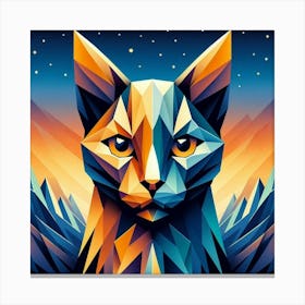 Ivory Low Poly Cat Canvas Print