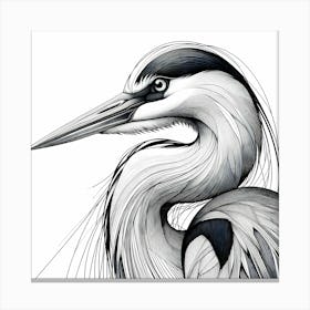 Crane Head Line Drawing - Wild Bird Artwork 122 Canvas Print