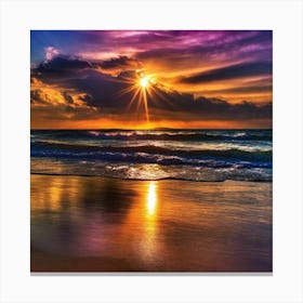 Sunset On The Beach 343 Canvas Print