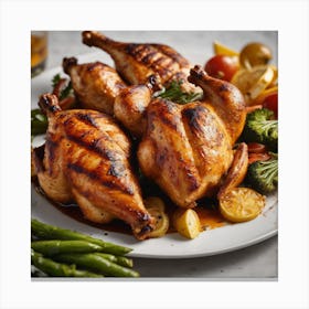 Grilled Chicken With Vegetables Canvas Print