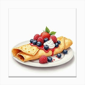 Crepes With Berries And Cream Canvas Print