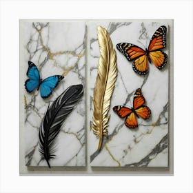 Butterflies And Feathers Canvas Print