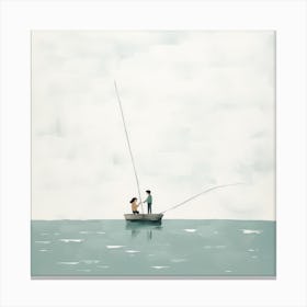 Man Fishing In A Boat Canvas Print