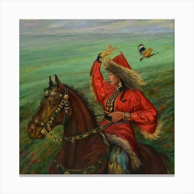 Woman Riding A Horse Canvas Print