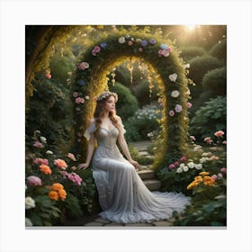 Girl In A Garden Canvas Print