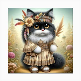 Kitty In Feathers Canvas Print