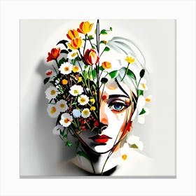 Flowers In The Face Canvas Print