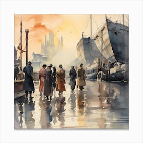 Watercolour Whispers: 1940s Era Illustrations Canvas Print