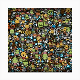 Doddle Art Anime Pattern Vector Seamless Backgrounds Illustration Canvas Print