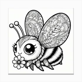 Line Art bumblebee Canvas Print