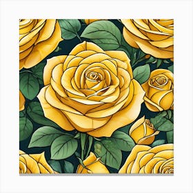 Yellow Roses Seamless Pattern 6 Canvas Print