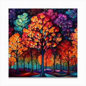 Colorful Trees In The Forest 1 Canvas Print