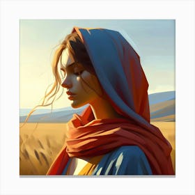 Woman In A Field Canvas Print