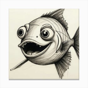 Funny Fish Drawing Canvas Print