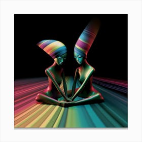 3d art, Trippy, Psychedelic,2 woman, artwork print, "Tripping The Light Fantastic" Canvas Print