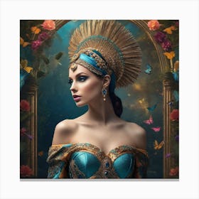Egyptian Woman In Blue Dress Canvas Print