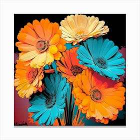 Andy Warhol Style Pop Art Flowers Calendula 1 Square Canvas Print