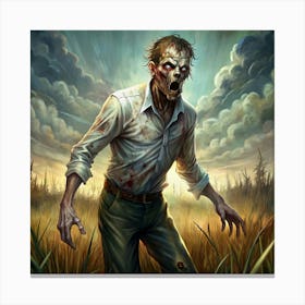 Zombie In A Field Canvas Print