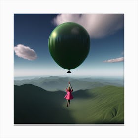 Girl Flying On A Balloon Canvas Print