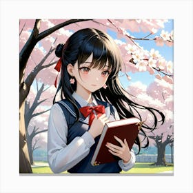 Cherry Blossom Schoolyard Canvas Print