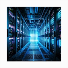 Advanced Data Center Interior Cabling Meticulously Organized In Vibrant Colors Rows Of Servers Wit (7) Canvas Print