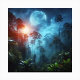 Tropical Forest At Night 1 Canvas Print